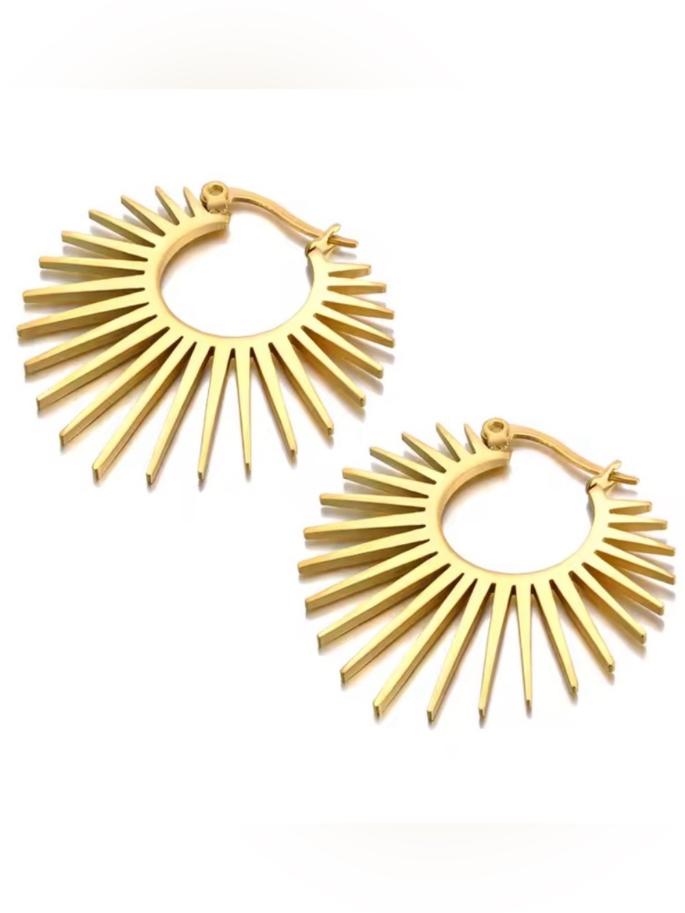 Gold Sunburst Hoop Earrings - Elegant Jewelry